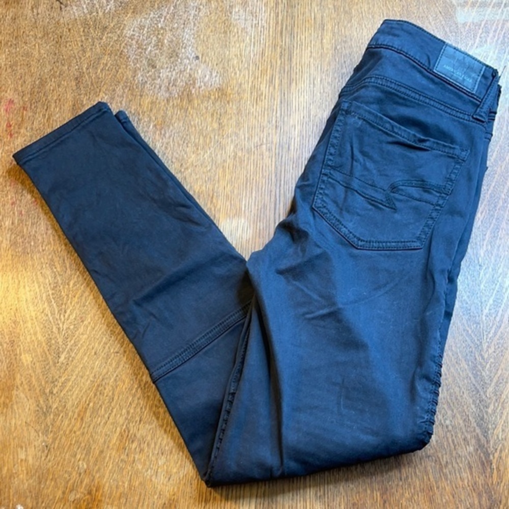 American Eagle Super Super Stretch Hi Rise Jegging Moto Jeans Black Size 0